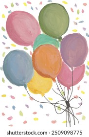 Cute balloon illustration watercolour hand drawn clipart vector for greeting cards with isolated white background