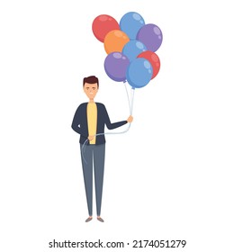 Cute balloon seller icon cartoon vector. Street man. Sell performer