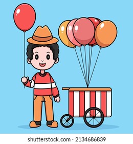 cute balloon seller vector design