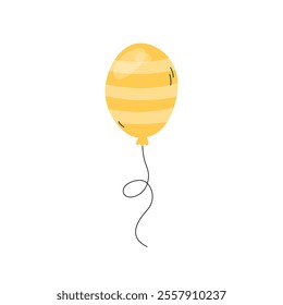 Cute balloon vector isolated illustration. Decorative hand drawn element for Birthday, party, event and other celebration designs. Festive inflated striped balloon