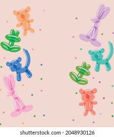 cute balloons animals ove rpink