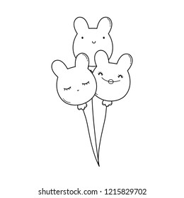 Cute balloons with ears shaped black and white