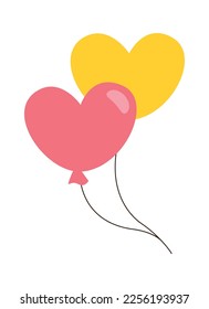 Cute balloons flat icon Birthday party decorations. Vector illustration