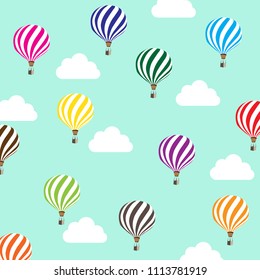 Cute Balloons fly in the sky Vector