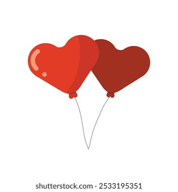 Cute balloons icon. Illustration of two heart-shaped balloons isolated on a white background