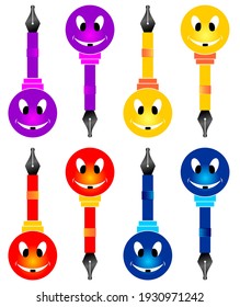 Cute Ballpen Cartoon Character Cartoon Icon Of Classic Ink Pen Point Cartoon Illustration Of Ink Pen