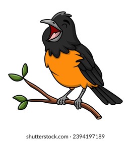 Cute baltimore oriole bird cartoon on white background