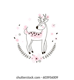 Cute Bambi, Kid Doodle Illustration