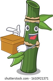 Cute bamboo cartoon character having in a box