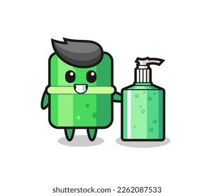 cute bamboo cartoon with hand sanitizer , cute style design for t shirt, sticker, logo element