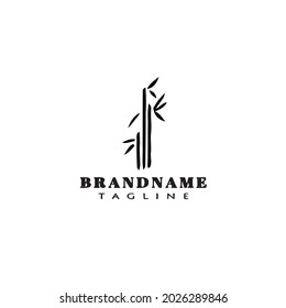 cute bamboo cartoon logo design template icon black modern vector illustration