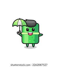 cute bamboo illustration holding an umbrella , cute style design for t shirt, sticker, logo element