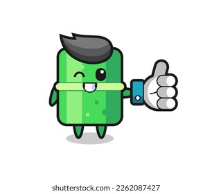 cute bamboo with social media thumbs up symbol , cute style design for t shirt, sticker, logo element