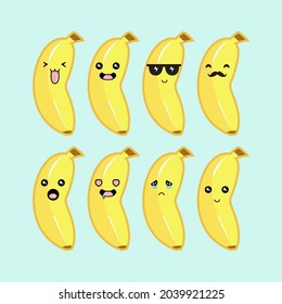 Cute Banana bundle set design Premium Vector