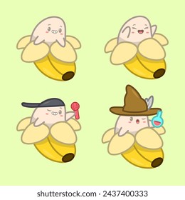 Cute Banana Cartoon Character Illustration