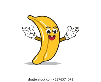 cute banana cartoon character, mascot vector illustration