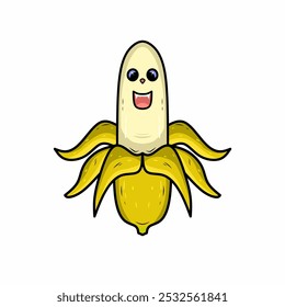 Cute banana cartoon image in vector format, can be used for stickers and screen printing for children's t-shirts