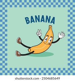Cute Banana Cartoon Vector Icon flat Illustration Food Nature