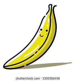 Cute Banana Cartoon. Vector Illustration.