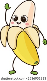 Cute banana character vector illustration