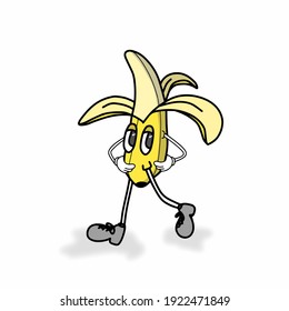 Cute banana character vector template design illustration