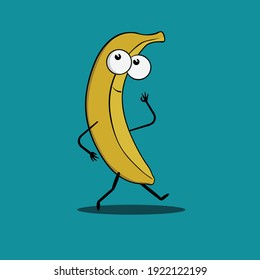 Cute banana character walking illustration suitable for children book