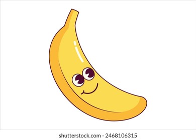 Cute Banana Flat Sticker Design
