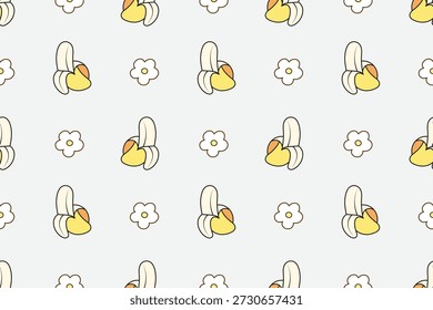 Niedliche Banane und Blume nahtloses Muster mit weicher Pastell Illustration