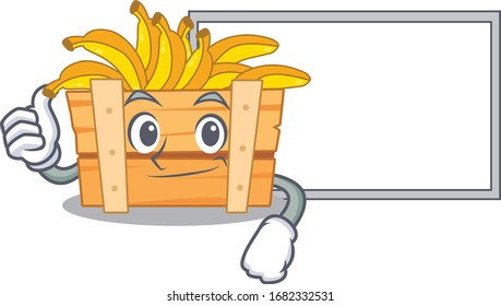 cute banana fruit box cartoon character Thumbs up bring a white board