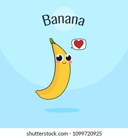 Cute Banana fruit Character. Cartoon vintage vector illustration. Healthy concept