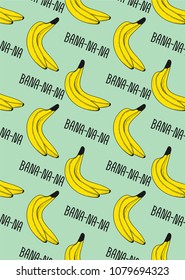 Patrón lindo de la fruta del plátano para la impresión del bordado de la camiseta de la tela, Diseño gráfico para la camiseta.