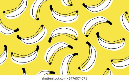 Cute banana fruits pattern background vector design