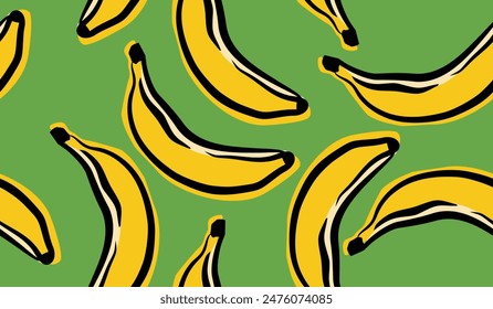 Lindo diseño de Vector de fondo de patrón de frutas de plátano