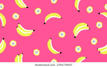 Cute banana fruits pattern background vector design