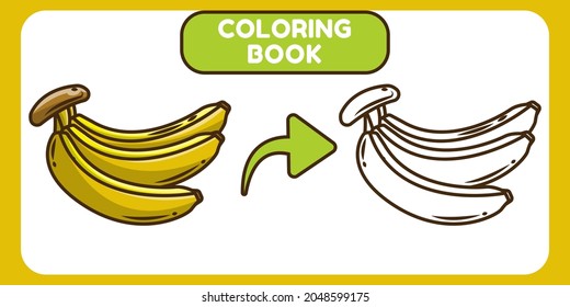 Cute Banana Hand Drawn Cartoon Doodle Coloring Book For Kids