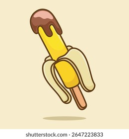 Cute banana ice cream  vector. Illustration fast food collection.