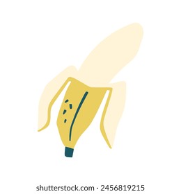 Cute banana icon. Vector flat hand drawn illustration in cartoon style