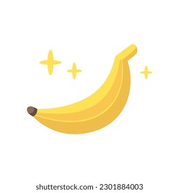 Cute Banana illustration. Vector hand drawn cartoon icon illustration. Banana fruit in doodle style. Isolated on white background. Flat desogn