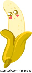 Cute banana, illustration, vector on white background.