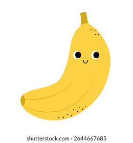 Cute banana in kawaii style.