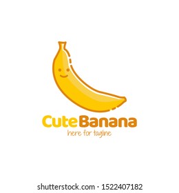 Cute banana, logo with a banana icon