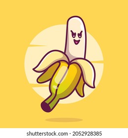 cute banana mascot illustration vector icon. flat cartoon concept.
