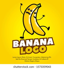 Cute banana Mascot Logo Design Vector