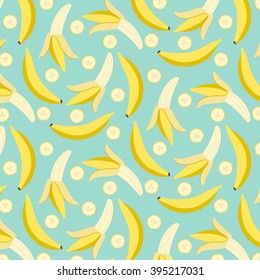 cute banana pattern on blue background. can be used like pattern for textile, wrapping paper, for greeting card and party invitations