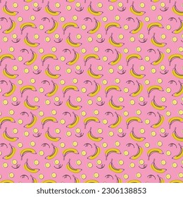 Cute Banana Pattern On Pink Background