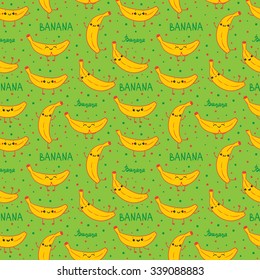 Cute Banana seamless background.