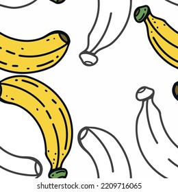 lindo patrón de banana sin costuras.  camisetas bonitas y divertidas para niños o ropa de adolescente. súper lindo icono de banana