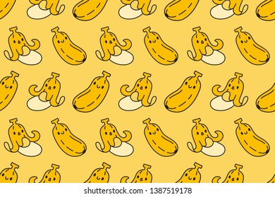 Cute banana seamless pattern on yellow background use for wrapping paper,  wallpaper or textile