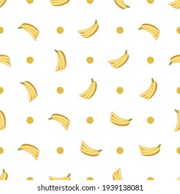 Cute banana seamless pattern vector on isolated white background.