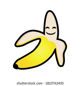Cute banana smiling icon vector illustration
